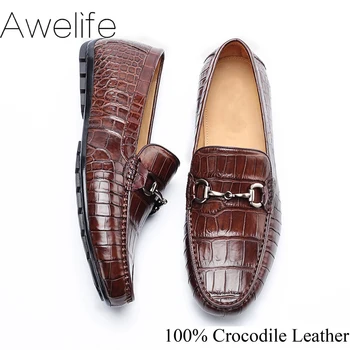 Krokodyli obuwie męskie skóra naturalna oryginalny design wieczorowe ślubne luksusowe męskie sukienki wypoczynek Аллигаторная buty