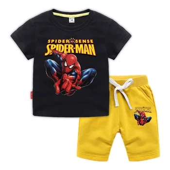 Disney Avengers Marvel Spiderman Boys Clothes Set letnia dziecięcy t-shirt + spodnie dorywczo dresy odzież Dziecięca stroje