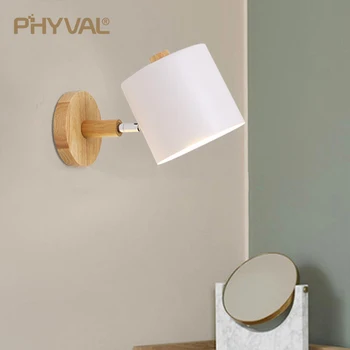 Nordic wall lamp creative macaron prosta cylindryczna lampa do sypialni Iron klosz + solidna drewniana podstawa E27 gniazdo elektryczne