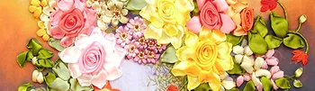 Kwitnąca wazon do kwiatów jedwabna wstążka haft 3D na płótnie Malarstwo satyna haft krzyżem zestaw rękodzieło handmade prezent DIY home wall de