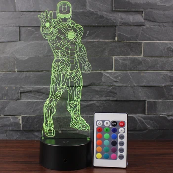 Superbohater Iron Man theme 3D Lamp LED night light 7 Color Change Touch Mood Lamp Christmas present Dropshippping
