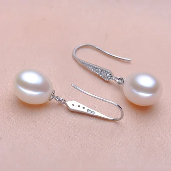 PEISENI naturalne słodkowodne perły naszyjnik zestawy wisiorek kropla kolczyk 925 srebro biżuteria dla kobiet, najlepsze prezenty