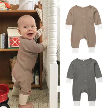 Emmababy Nowonarodzony Infant Kids Baby Boy Z Długim Rękawem Kombinezon Kombinezon Playsuit Set Odzież Stroje