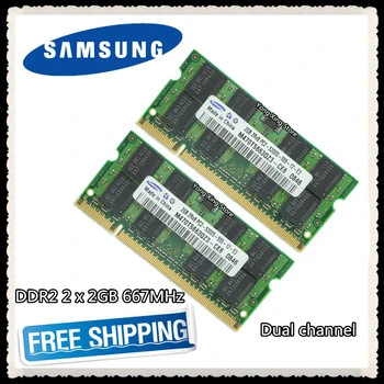 Samsung DDR2 2 x 2GB 4GB Dual channel 667MHz PC2-5300S authentic Original ddr 2 2G 4g notebook memory laptop RAM SODIMM