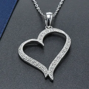 Hutang Heart Shape prawdziwe стерлинговое srebro próby 925 wisiorek naszyjnik sześciennych cyrkon ślub wykwintne biżuteria dla kobiet dziewczyna