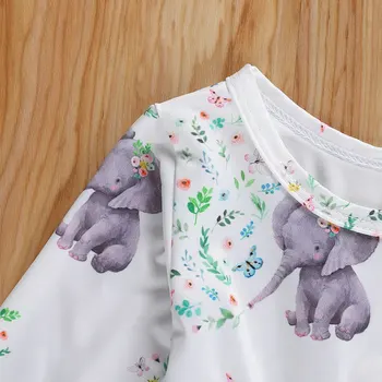 Ma&Baby 0-24 m pewex Girls Baby kombinezon kreskówka słoń z długim rękawem Pom Pom kombinezon jesień Baby Girl odzież