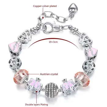 Pandora-nowy styl nie выцветающий UV-powłoka bransoletka różowy kryształ dynia samochód koraliki bransoletka, prezent dla koleżanek i dziewczyn