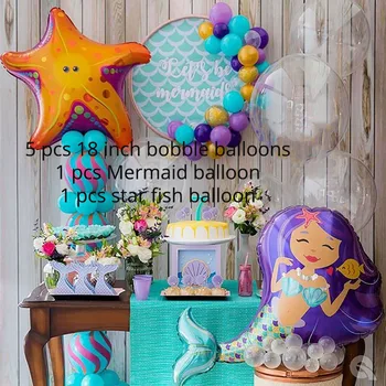 7 szt. Kolumna gwiazda ryby фольгированные piłki bobble przezroczyste balony na urodziny ozdoby syrena przyjęcie baby shower zwierzęta morskie