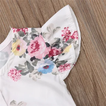2020 Plac letnia odzież 1-6Y niemowlę Dziewczynka dziecko Fly suwaki rękawy pas kombinezon floral solidne suwaki strój pas odzież