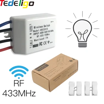 Tedeligo RF 433MHz Light Switch AC 85-265V 7A 1CH z 4 przewodami bezprzewodowy pilot zdalnego sterowania dla inteligentnego domu Celling Lamp Crystal Light