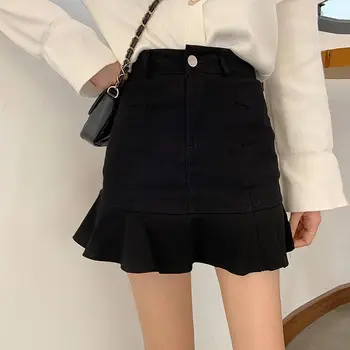 Spódnice kobiety jesień rura mini przycisk Wysoka Talia elegancka odzież uliczna studenci słodkie dziewczyny koreański styl Ins casual Sexy All-match