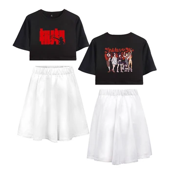 Anime Kill la Kill shirt kobiety/dziewczyny koszulka spódnica zestaw Сацуки dakimakura Nendoroid czarny biały różowy tee TOP XXS-XXXXL