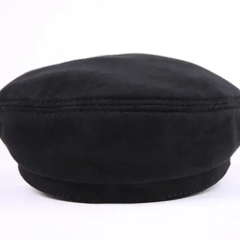 XdanqinX Jesień Zima dorosła męska czapka drugą warstwę okrągły skóra wojskowe wojskowe czapki marka kości skóra naturalna płaskie górne czapki dla mężczyzn